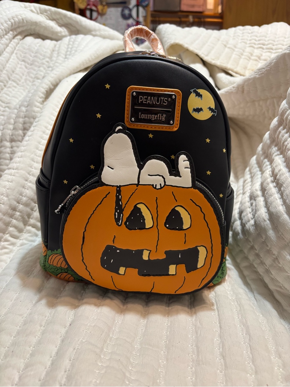 Loungefly Black & Orange Snoopy Pumpkin Mini Backpack